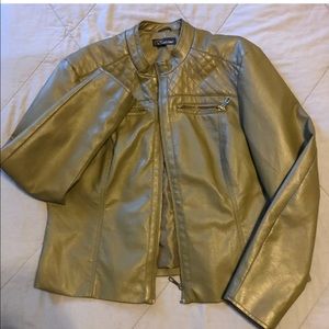 Womens Baccini Green Faux Leather Jacket Size 1X